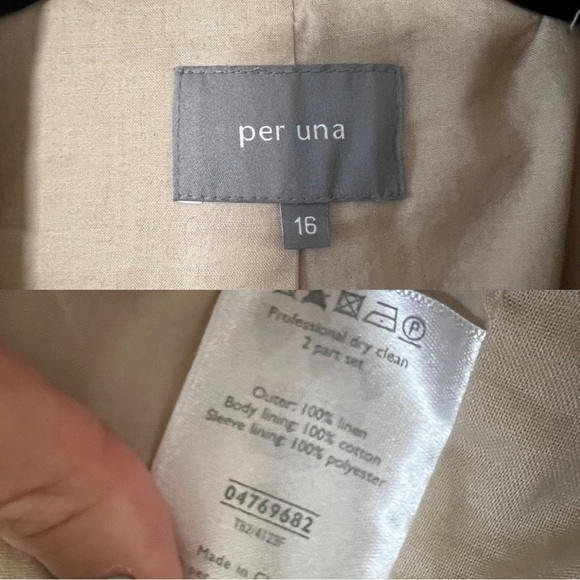 MARKS & SPENCER PER UNA 100% Linen Belted Trench Coat Beige Large - Picture 4 of 4